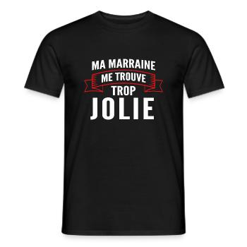 ma marraine me trouve jolie / humour filleule - T-shirt homme - noir - Devant - AI Model Male 178 light (178cm)