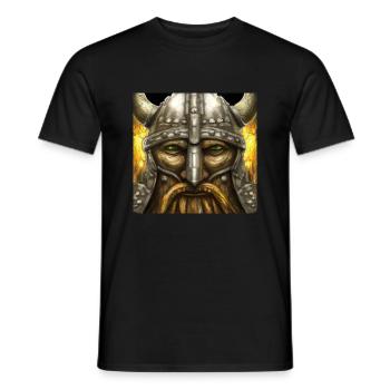 Angry Viking Head - Men's T-Shirt - black - Front - AI Model Male 178 light (178cm)