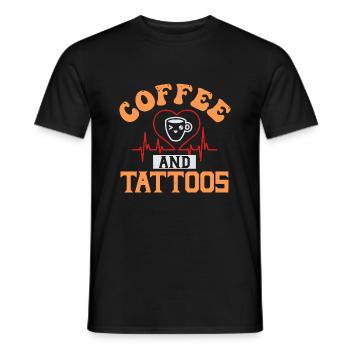 COFFFEE EST TATOUAGES D’AMOUR - T-shirt homme - noir - Devant - AI Model Male 178 light (178cm)