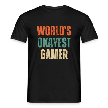 World's Okayest Gamer Funny Gaming Gamer Quote - Men's T-Shirt - black - Front - AI Model Male 178 light (178cm)