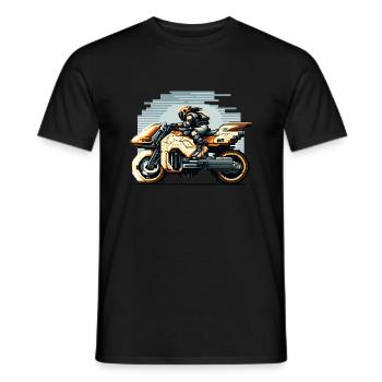 Motorcycle a la Science Fiction in 8 Bit Artwork - Men's T-Shirt - black - Front - AI Model Male 178 light (178cm)