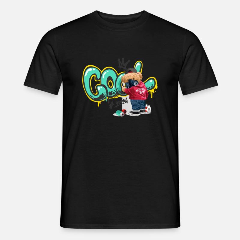 Teddybär Cool Design - Männer T-Shirt - Schwarz