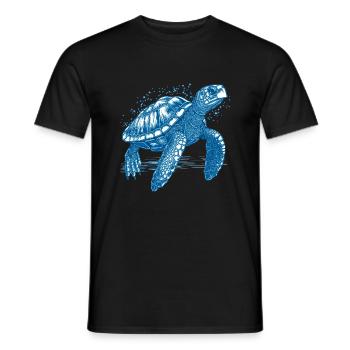 Turtle swimming freely in the sea - Men's T-Shirt - black - Front - AI Model Male 178 light (178cm)