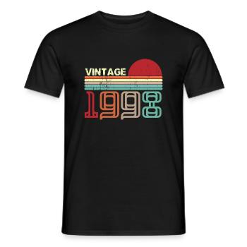 Vintage 1998 Anniversaire rétro sunset design - T-shirt homme - noir - Devant - AI Model Male 178 light (178cm)
