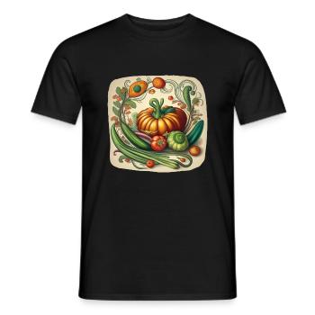 Art nouveau vegetables composition - Men's T-Shirt - black - Front - AI Model Male 178 light (178cm)