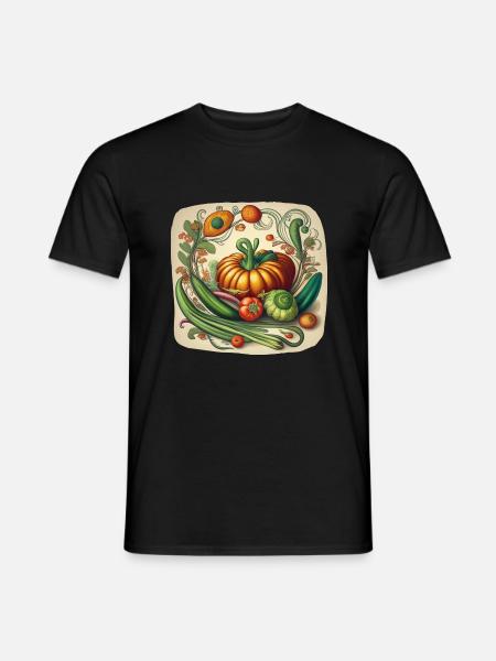 Art nouveau vegetables composition - Men's T-Shirt - black