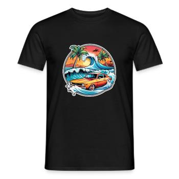 surf plage palmier soleil vacances - T-shirt homme - noir - Devant - AI Model Male 178 light (178cm)