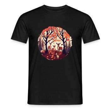 Une famille de cerfs (Collection d’automne #8) - T-shirt homme - noir - Devant - AI Model Male 178 light (178cm)