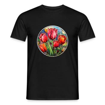 Champ de tulipes - T-shirt homme - noir - Devant - AI Model Male 178 light (178cm)