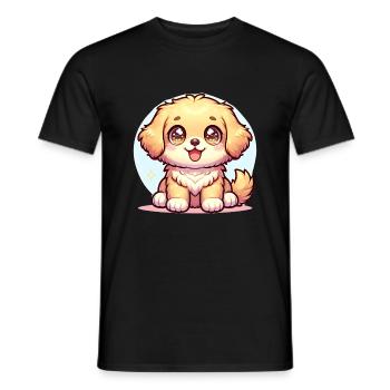 Digitale Illustration des niedlichen extra kawaii Golden - Männer T-Shirt - Schwarz - Vorne - AI Model Male 178 light (178cm)