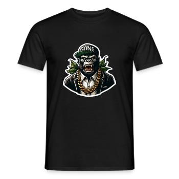 Gorilla with Gold Chain - Men's T-Shirt - black - Front - AI Model Male 178 light (178cm)