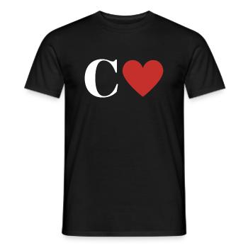 Letter c red heart - Men's T-Shirt - black - Front - AI Model Male 178 light (178cm)