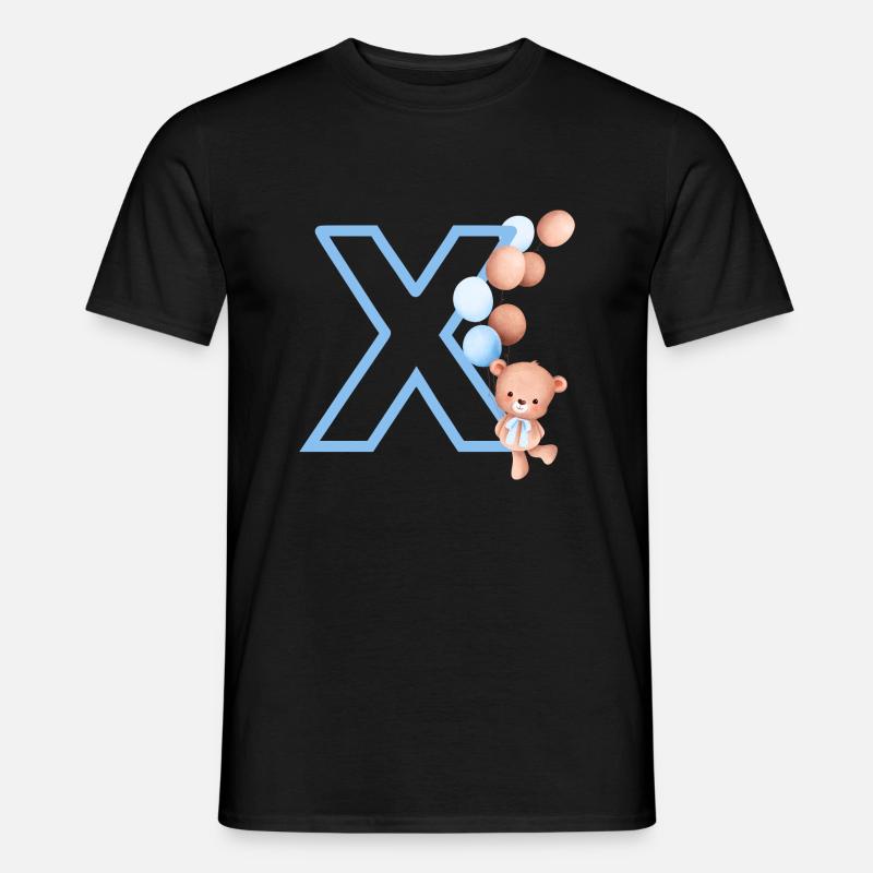Blauer Buchstabe x Bär - Männer T-Shirt - Schwarz