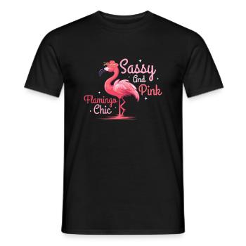 Sassy And Pink Flamingo Chic Pink Bird Cute - Men's T-Shirt - black - Front - AI Model Male 178 light (178cm)