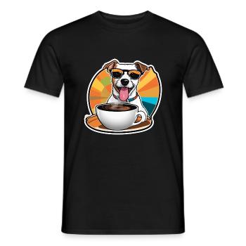 Parson Russel Terrier mit Kaffee - Männer T-Shirt - Schwarz - Vorne - AI Model Male 178 light (178cm)