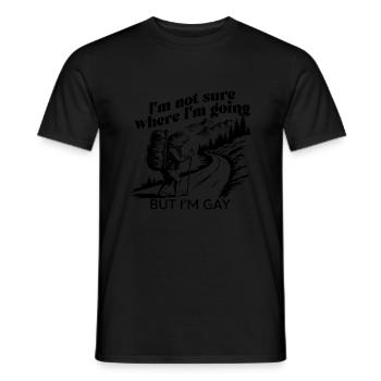 Funny Gay Hiking Frog LGBTQ Pride Adventure - Männer T-Shirt - Schwarz - Vorne - AI Model Male 178 light (178cm)