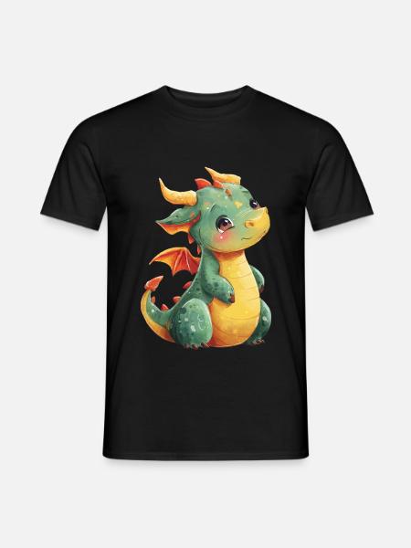Mignon bébé dragon - T-shirt homme - noir