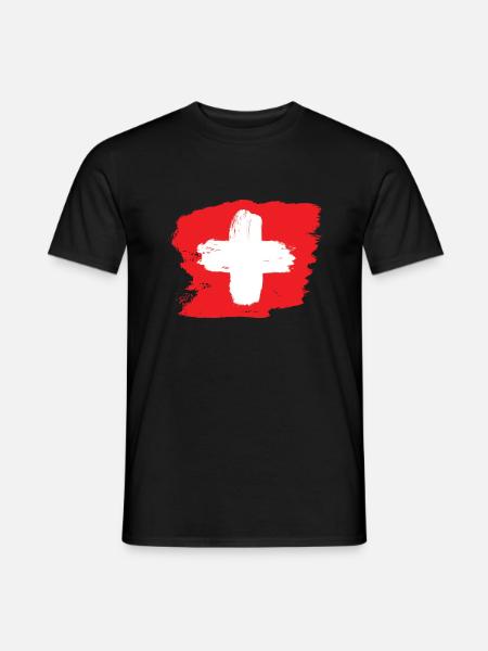Switzerland Flag Flag Grunge Graffiti Style Football - Men's T-Shirt - black