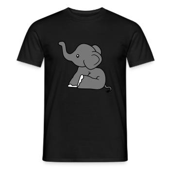 elefant sitzend suess kalb klein kind baby clipart - Männer T-Shirt - Schwarz - Vorne - AI Model Male 178 light (178cm)
