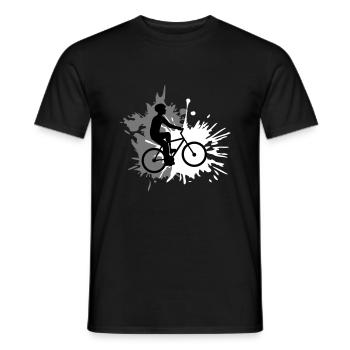 klecks tropfen spritzer farbe fahrrad fahren silho - Männer T-Shirt - Schwarz - Vorne - AI Model Male 178 light (178cm)