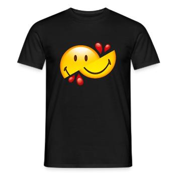 Smiley Glossy Cut in Half - T-shirt homme - noir - Devant - AI Model Male 178 light (178cm)