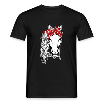 Cooles Pferd mit Bandana - Männer T-Shirt - Schwarz - Vorne - AI Model Male 178 light (178cm)