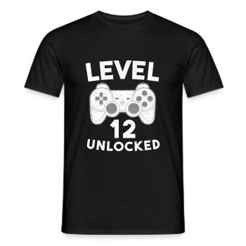 Level 12 Unlocked 12 Birthday Shirt - Men's T-Shirt - black - Front - AI Model Male 178 light (178cm)