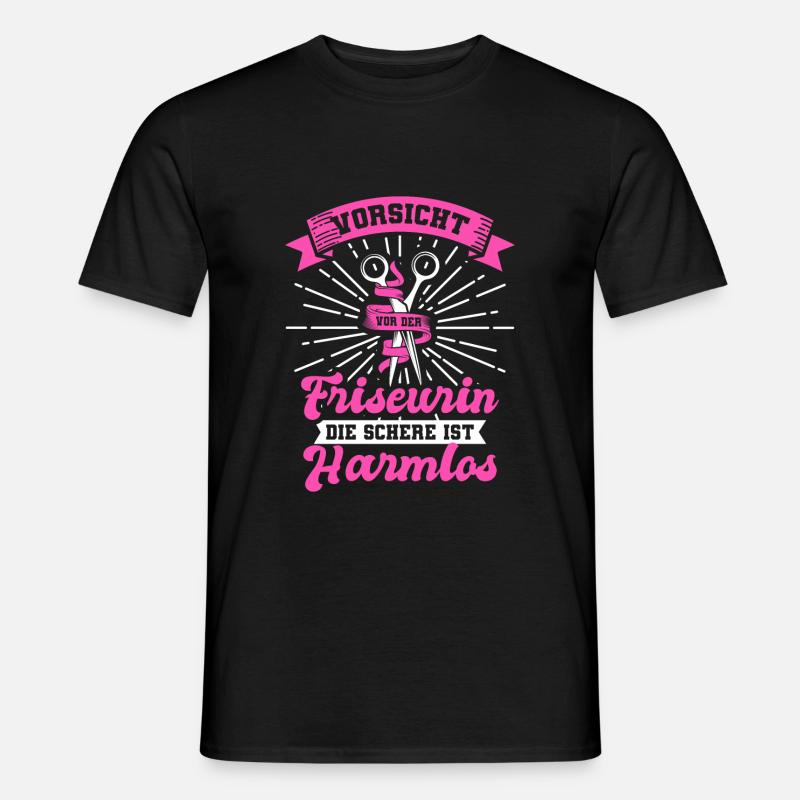 Friseurin Schere - Männer T-Shirt - Schwarz