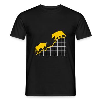 Bull vs Bear - Stock Exchange Money Gift - Men's T-Shirt - black - Front - AI Model Male 178 light (178cm)