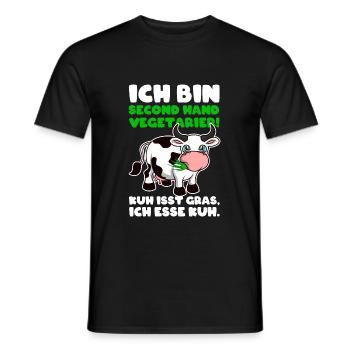 Ich bin Second Hand Vegetarier Shirt - Kuh - Männer T-Shirt - Schwarz - Vorne - AI Model Male 178 light (178cm)