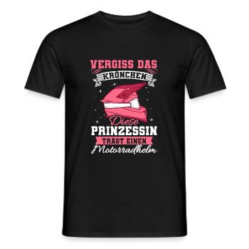 Motorradfahrerin Bikerin Vergiss das Krönchen - Männer T-Shirt - Schwarz - Vorne - AI Model Male 178 light (178cm)