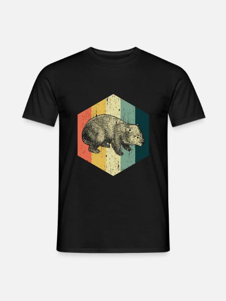 Wombat Retro Geschenk - Männer T-Shirt - Schwarz