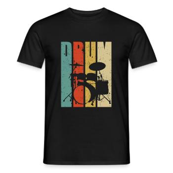 Schlagzeug Schlagzeuger Geschenk Retro - Männer T-Shirt - Schwarz - Vorne - AI Model Male 178 light (178cm)