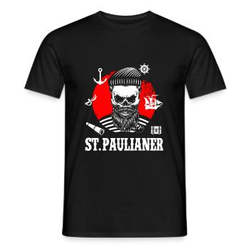 St. Pauli Hamburg Totenkopf Paulianer Sankt Pauli - Männer T-Shirt - Schwarz - Vorne - AI Model Male 178 light (178cm)