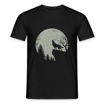 Howling Wolf Moon Silhouette Full Moon Gift - Men's T-Shirt - black - Front - AI Model Male 178 light (178cm)