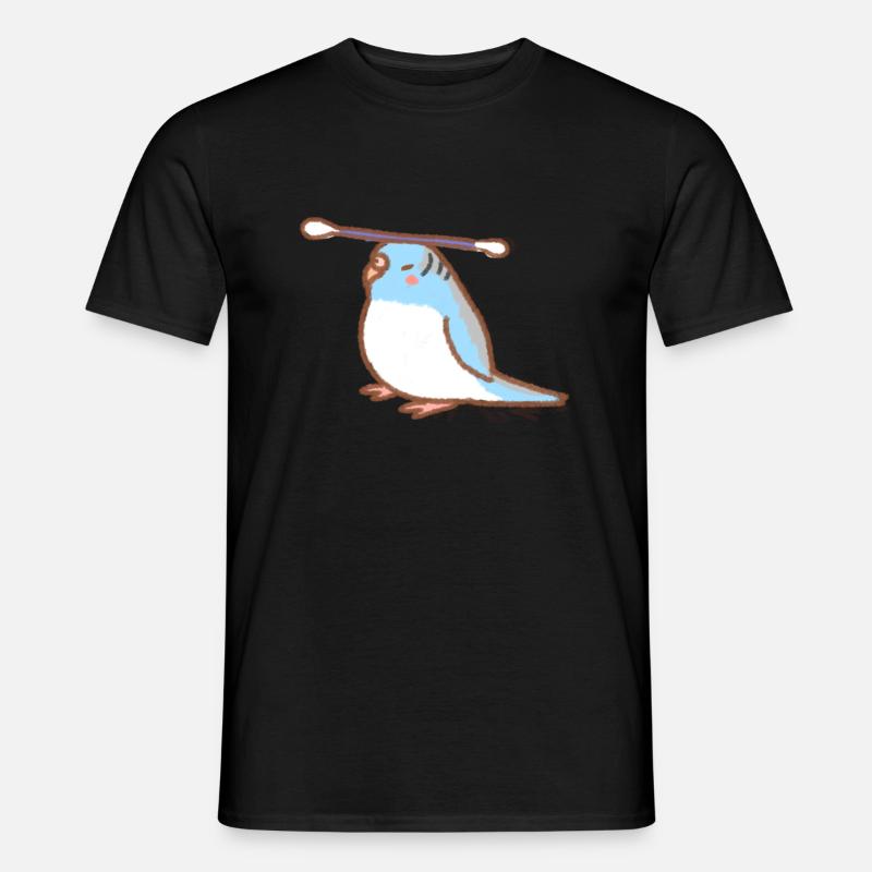 budgie with qtip - Männer T-Shirt - Schwarz