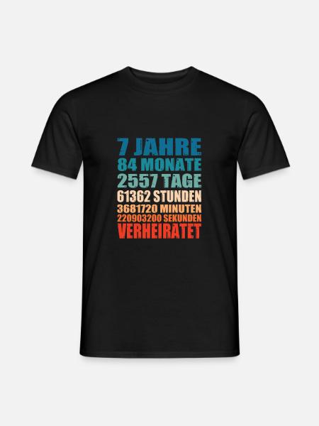 7. Jahre Hochzeitstag Kupferhochzeit Geschenkidee - Männer T-Shirt - Schwarz
