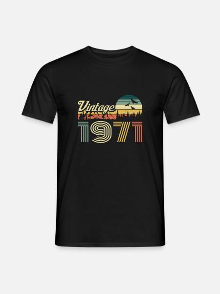 Vintage 1971Vintage 1971 Geburtstag Retro Jahrgang - Männer T-Shirt - Schwarz