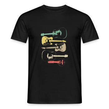 Gitarre Gitarrist Retro Musik Musiker Geschenk - Männer T-Shirt - Schwarz - Vorne - AI Model Male 178 light (178cm)