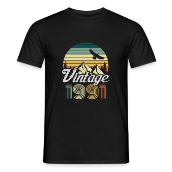 Vintage 1991 birthday retro vintage gift - Men's T-Shirt - black - Front - AI Model Male 178 light (178cm)
