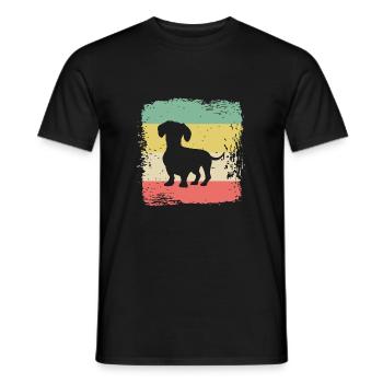 Dachshund Dachshund Dog Teckel Retro Gift - Men's T-Shirt - black - Front - AI Model Male 178 light (178cm)