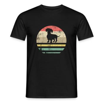 Dachshund Dachshund Dog Teckel Retro Gift - Men's T-Shirt - black - Front - AI Model Male 178 light (178cm)