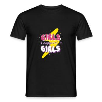 Girls support Girls 90s Feminist Women - Men's T-Shirt - black - Front - AI Model Male 178 light (178cm)