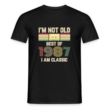 Vintage 1987 Anniversaire Retro Cassette Cadeau - T-shirt homme - noir - Devant - AI Model Male 178 light (178cm)