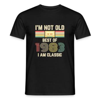 Vintage 1983 Birthday Retro Cassette Gift - Men's T-Shirt - black - Front - AI Model Male 178 light (178cm)