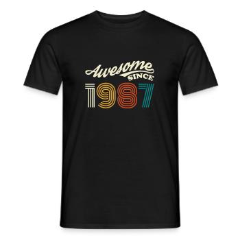 Vintage 1987 87e anniversaire rétro Vintage cadeau - T-shirt homme - noir - Devant - AI Model Male 178 light (178cm)