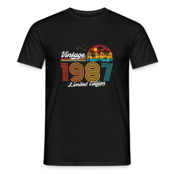 Vintage 1987 87 Birthday Retro Vintage Gift - Men's T-Shirt - black - Front - AI Model Male 178 light (178cm)