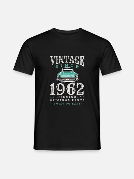 Vintage 1962 62 Anniversaire Rétro Millésime cadeau - T-shirt homme - noir