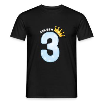 3 anniversaire année couronne Ballon Cadeau garçon - T-shirt homme - noir - Devant - AI Model Male 178 light (178cm)