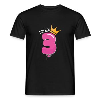 3 Geburtstag Jahre Krone Luftballon Geschenk - Männer T-Shirt - Schwarz - Vorne - AI Model Male 178 light (178cm)